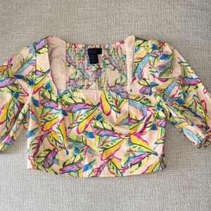 RACHEL Rachel Roy Multicolor Leaf Print Top